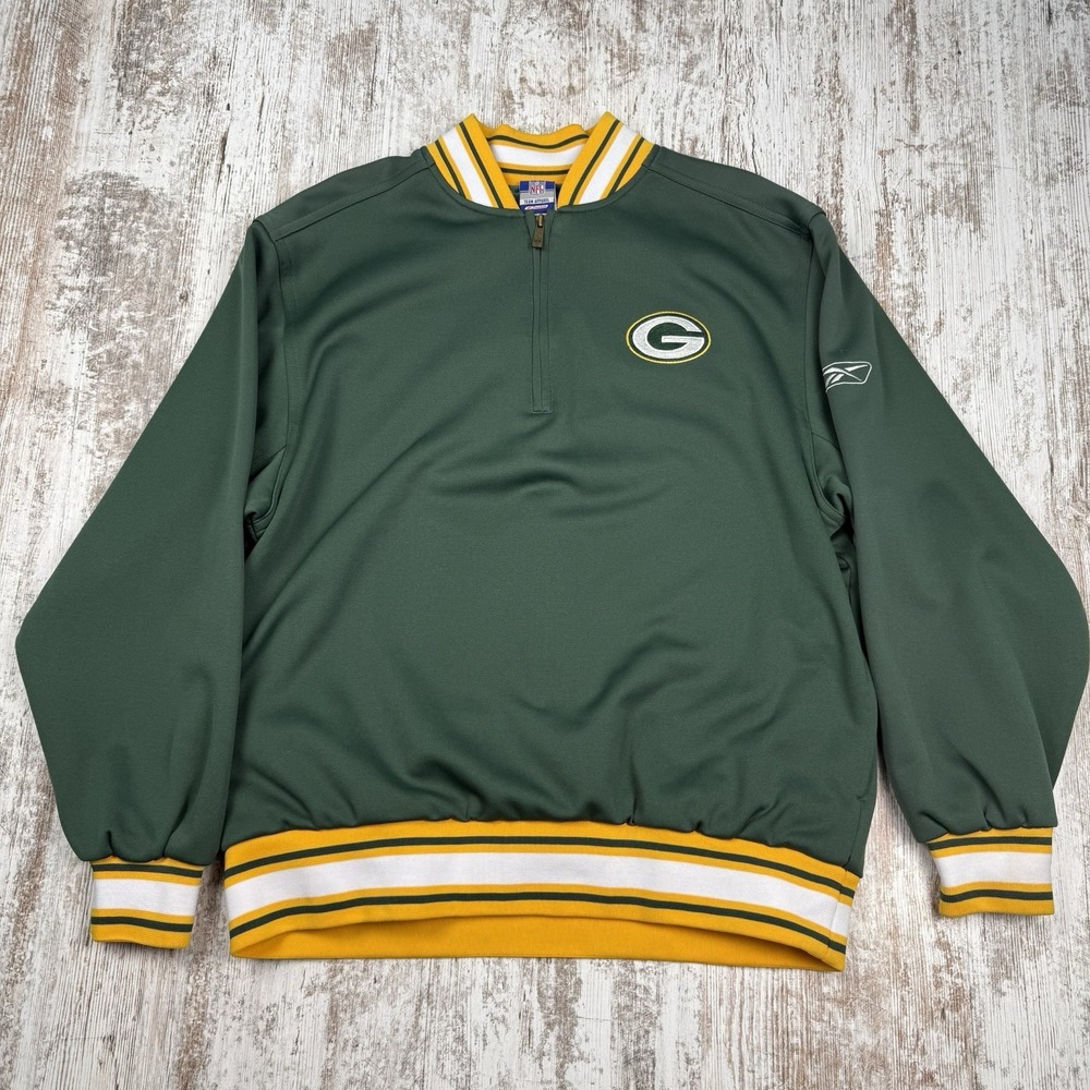Vintage Reebok NFL Green Bay Packers Stitched‎ Quarter Zip Jacket – Size M